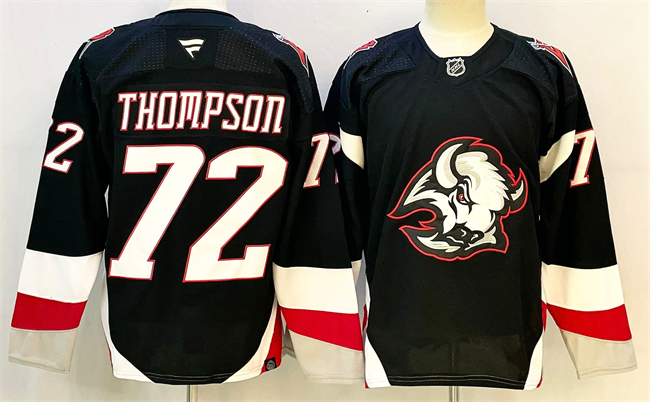 Men's Buffalo Sabres #72 Tage Thompson Black 2024-25 Alternate Stitched Hockey Jersey